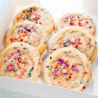 6 Sprinkle Sugar Cookies · Soft and chewy sugar cookie filled with sprinkles,  and rainbow baking chips.