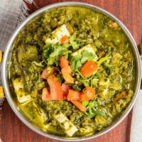 Saag Paneer · Gluten free. Fresh pesticide-free organic spinach and organic paneer cooked with spices.