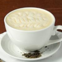 Morrocan Mint Green Tea Latte · morrocan mint green tea, honey, organic soy milk