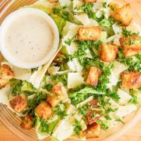Caesar Salad (Serves 1 (Dinner)) · Fresh romaine lettuce and shreds of parmigiano reggiano topped with crunchy croutons and a c...