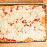 Sicilian Pie · Deep dish square pie with fresh tomato sauce & cheese.
