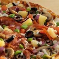 12-Topping Classic (Medium) · (170-440 cal). Canadian-style bacon, salami, pepperoni, sausage, beef, olives, pineapple, mu...