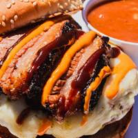 Brisket Burger · 1/2 pound cattleman's Selection fresh Pattie , 2 ounces of fully slow smoked Angus Brisket (...