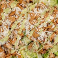 Caesar Pepita Salad · Romaine, tortilla strips, cotija cheese and our cilantro pepita dressing, choice of steak, c...