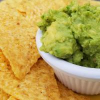 Guacamole & Chips (V) · Avocado, lime, garlic and salt.