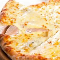 White Pizza - Medium · Alfredo sauce base with mozzarella, then add your favorite toppings. All pizzas made w/ our ...