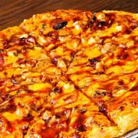 Spicy Bbq Pizza - Medium · Grilled chicken and red onions with our spicy BBQ sauce base. All pizzas made w/ our homemad...