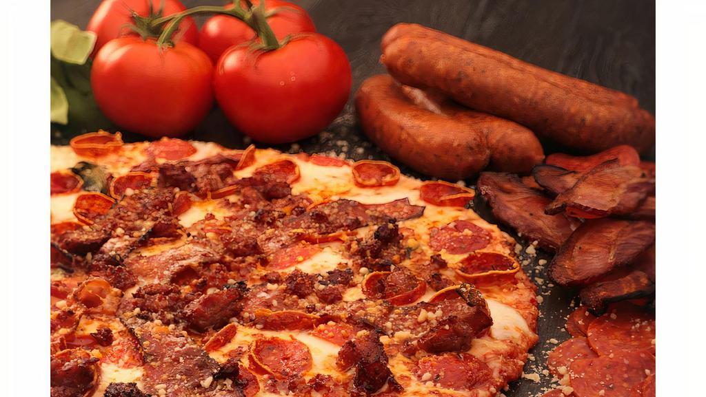Carni Pizza · Margherita with Italian sausage, all-natural pepperoni, smoky bacon.