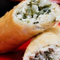 Rekakat · Vegetarian. Fried egg roll wrap, stuffed with feta cheese, onion and parsley.