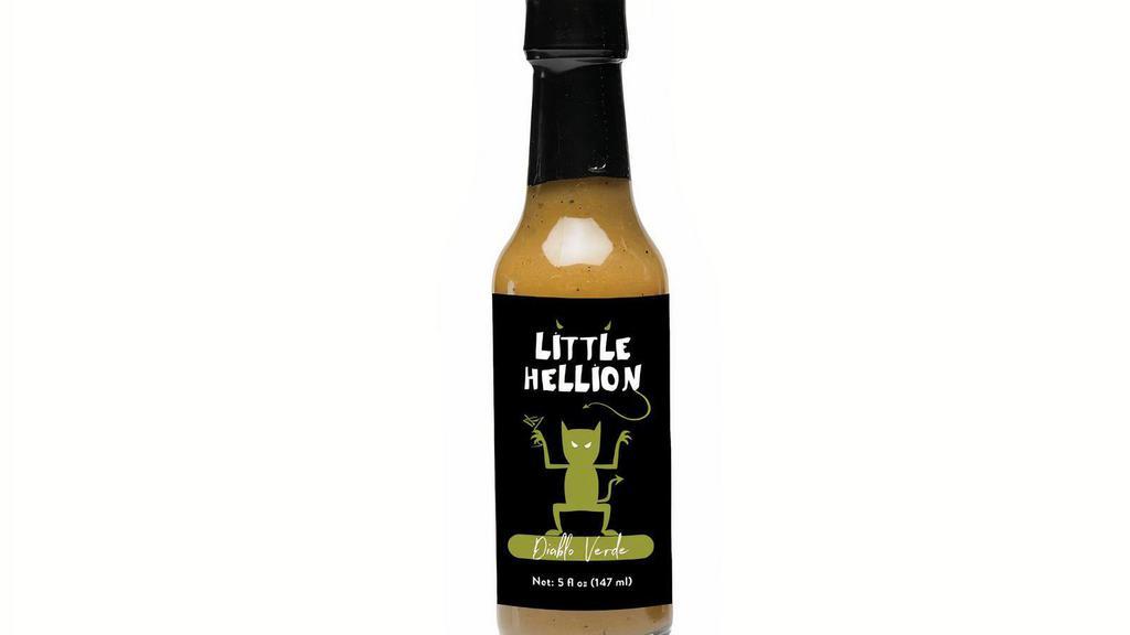 Little Hellion Green · Spice up your life with our NEW house-made and bottled hot sauces! Our Diablo Verde Green Sauce is a perfect blend of Jalapenos and spices.
