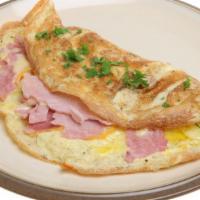 The Denver Omelet · Delicious omelet made with cage-free eggs, nitrate-free bacon, red onion, fresh mushrooms, g...