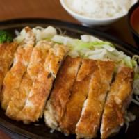 Chicken Teriyaki · Sliced chicken grilled with teriyaki sauce. served with rice miso soup and small salad.