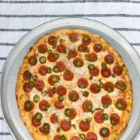 Pepperoni Jalapeno Gluten-Free Pizza · Gluten Free Pizza Lovers! This one is a spicy treat! Jalapeño Pepperoni Pizza! Fresh right o...