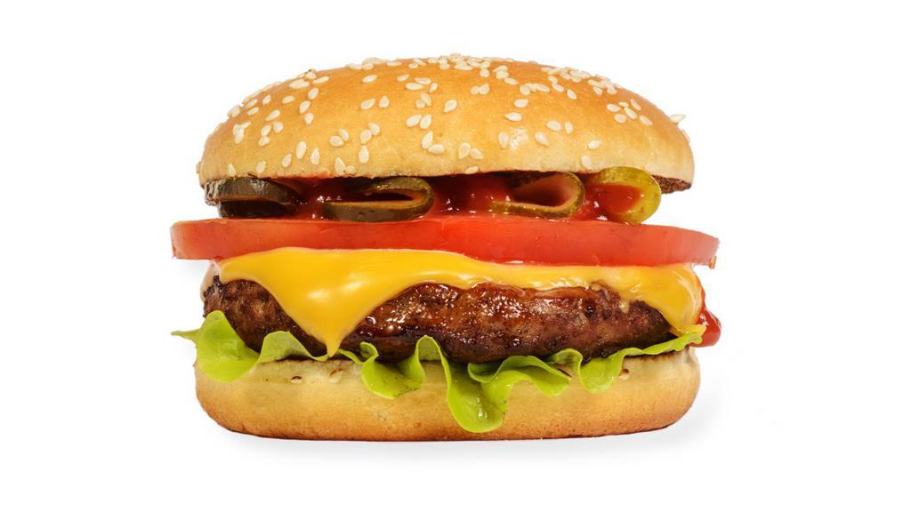 Cheeseburger · Juicy beef patty and melty cheese served on a soft bun with your choice of add ons.