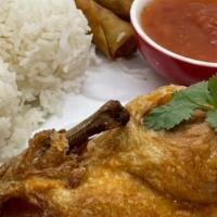 Fried Chicken Combo · Half Fried Chicken Served with 3 Pcs of Egg Roll (lumpia) and rice