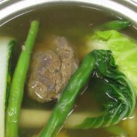 Nilagang Baka · Beef chunks, and vegetables in a beef broth soup.