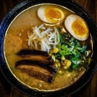 Tori Miso Ramen · The original smooth chicken based soup with thick noodle, Flavored with Fukumi original blen...