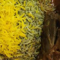 Lamb Shank With Dill Rice & Plump Soft Broad Beans · Basmati rice mixed with dill weed and lima beans. Served with fresh, seasoned lamb shank and...