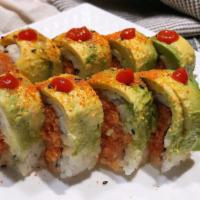 911 Roll · Spicy. Spicy tuna roll with avocado on top, and chill oil, red pepper, sriracha on top and e...