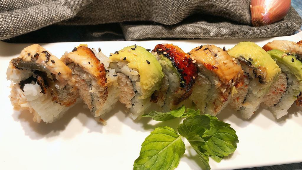 Eel  & Avocado Roll · Crab meat with Eel and Avocado on top