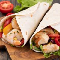 Shrimp Burrito · Fresh shrimp with house special fiesta filling wrapped in a tortilla made to perfection.