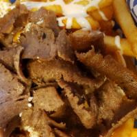 Gyro Fries · Our seasoned fries topped with whipped feta and Chicago gyro meat served with Greek island s...