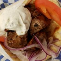 Beef Pita · Charbroiled beef sirloin marinated in Greek style.