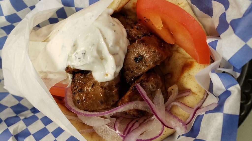 Beef Pita · Charbroiled beef sirloin marinated in Greek style.
