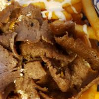 Gyro Fries · Whipped and crumbled feta topped with Chicago gyro meat served with Greek island sauce and t...