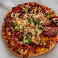 Jojo'S Pizza · Pepperoni, salami, sausage, onions, bell pepper, and mushroom.
