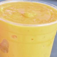 Mango Madness · Mangoes, bananas and apple juice.