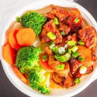 Mini Chicken Bowl · 3 ounces of teriyaki flavored NAE chicken served over your choice of brown or white rice and...