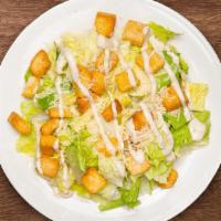 Chicken Caesar Salad · Romaine lettuce, chicken, croutons tossed with Caesar dressing and topped with fresh Parmesa...