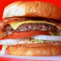 Bacon Cheeseburger · Smash Burger patty with smash sauce, American cheese, smoked bacon, shredded lettuce, tomato...