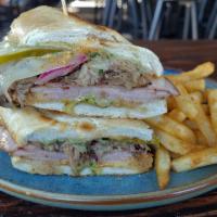 Brixton Cubano Sandwich · Mojo Pulled Pork, French Roll, Smoked Ham, Swiss, Sliced Pickles, Chimichurri, Spicy Mustard...