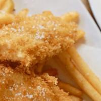 Fish & Chips · Panko Alaskan cod and togarashi fries with miso-tartar, ponzu, and sunomono.