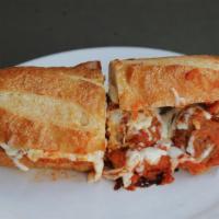 Sal'S Meatball Sandwich · House-made meatballs covered in fresh marinara and mozzarella and oven baked. Served on toas...