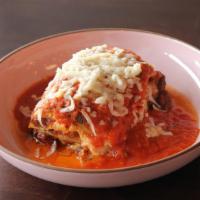 House-Made Lasagna · Fresh bolognese and creamy cheeses all surrounded by fresh marinara sauce.