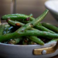 Spicy Ginger Green Beans · Ginger, garlic, and sambal