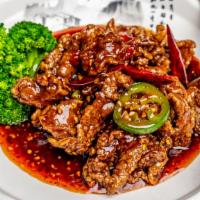 Beijing Beef · Crispy beef glazed in a spicy Beijing sauce.