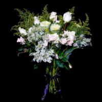 White Rose Bouquet  · Florist Designed Rose Bouquet with Seasonal Blooms and Matching Flowers/Greens