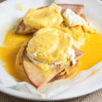 Easy Bennie · Traditional. Eggs poached medium on English muffin with fresh hollandaise,  and a choice of ...