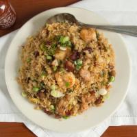 House Special Fried Rice · Cooked with Chicken, BBQ Pork, Shrimp, Onions, and Egg.