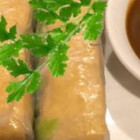 Grilled Vegan Spring Rolls (2 Rolls)  -  Cuốn Chay · Fried tofu with noodles, bean sprouts, fresh mint leaves, & lettuce served with house specia...