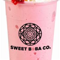 Strawberry Smoothie · Our fresh strawberries blended with our house milk!