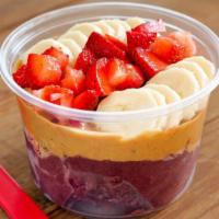 The Gorilla Bowl · Acai, granola, banana, strawberry, and your choice of almond butter or peanutbutter