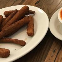 Fried Zucchini · Fresh zucchini, deep fried and served with cool ranch dressing.