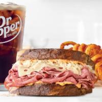 Reuben Meal · Freshly sliced corned beef with melted Swiss cheese, tangy sauerkraut and creamy Thousand Is...