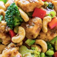 Cashew Chicken · Served with white meat.
