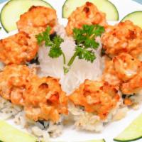 Burning Special Roll · In: spicy tuna, crab meat out: tuna, salmon, yellowtail, mayo on top. then baked. With eel s...